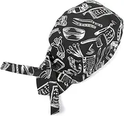 [Generic] Men Women Chefs Hat Cap Kitchen Catering Skull Cap Ribbon Cap Turban