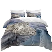 Animal Art Nature Rocky Adventure White Leopards Quilt Cover