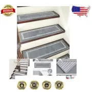 Machine Washable Non-Slip Stair Treads - 7 Soft Grey Mats for Safe Steps