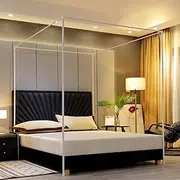 Canopy Bed Frame Post Poles, Mosquito Net Bed Frame Full Size Bed Canopy Frame Poles for Metal/Wood Bed Bedroom Decor, Iron, White,22mm,Full