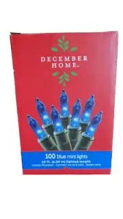 December Home 100 Blue Mini Lights Incandescent New