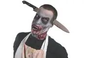 Zombie Kitchen Knife Through Head Accessory