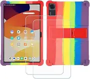 FZZSZS Case for Doogee Tab A9 Pro Tablet + 2Pcs Tempered Glass Screen Protector Protective Film,Soft Gel Rainbow Color Shell Silicone Tablet Cover for Doogee Tab A9 Pro (10.1")