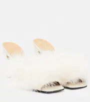 [Maison Margiela] Maison Margiela Feather-embellished mules AU 7 white