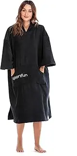 NUZAMAS Surf Poncho Towel Robe Mid-Sleeve Quick Dry Plus Velvet Thickened Towel Microfiber Beach bathrobe Absorbent Terry for Surfing Swimming Bathing