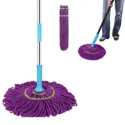 Twist Mop Fibre Self Wringing Mop Detachable Hand Free Pole Mop-Purple