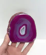 Pink Agate Geode Slab w/ Cut Base Brazilian High Quality Quartz Amethyst Crystal
