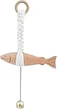 Générique Wood Fish Sculpture, Wooden Fish Beach Wall Decor with Bell, Hand-Carved Nautical Pendant Ornament for Lake House, Bathroom, Bedroom, Coastal Cottage, Beach, Small, Large