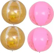 Kisangel Inflatable Beach Balls Set of 4 Sequin Balls for Boys and Girls Safe PVC for Pool Beach Garden Games