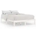 Bed Frame White Solid Wood 137X187 Double Size pine wood Double Bed Frames