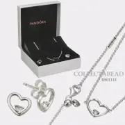 Authentic Pandora Silver Shape of My Heart CZ Jewelry Gift Set B801111