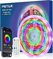 PSTAR RGBIC LED Light 6m, LED TV Backlights for 70-85 inch TV, Bluetooth, App & Remote Control, Sync with Music, USB LED Built-in IC Lighting for TV Decoration Party