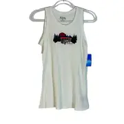NEW COLUMBIA TANK TOP WOMENS MEDIUM WHITE BLUFF MESA VAN KAYAK FOREST SUN PURPLE