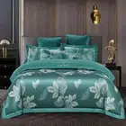 Luxury Jacquard Bedding Set Floral A/B Embroidery Duvet Pillowcase Flat BedSheet