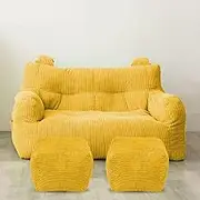UYSOFRCV Bean Bag Chair Cover Double Bean Bag Cover Lazy Lounger (No Filler) can be Filled with Soft Things or DIY (Foam Particles/Sponge Particles) for Birthdays,Yellow