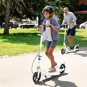 Kick Scooter for Ages 7+ Kids,Max 100kg,Foldable Adult Scooter with 2 Big Wheels,Safe Skating,4 Adjustable Levels,Lightweight & Portable,Dual Shock Absorption,Disc Brake…