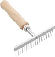 MOTHNUR Dematting Grooming Rake Brush Dogs Livestock Durable Stainless Steel Tool with Wooden Handle for Dematting Shedding Control Versatile Use for Smooth Coat Maintenance