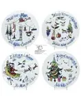 Crate & Barrel Twas NEW In Box Holiday Salad Dessert Plates Set of 4 Designs