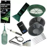 Black 1/2" Large Gold Classifier Screen Mini Sluice & Gold Pan Panning Kit