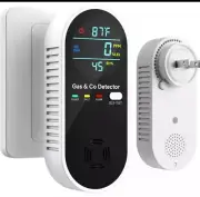 2 Packs Combination Gas & Carbon Monoxide Detector, 4-in-1 Natural Gas Plug In
