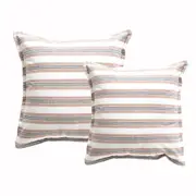 Renee Taylor Marina Stripe Stone washed Yarn-dyed Cushion Twin Pack 50 x 50 Cms Filled Clay