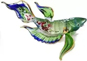 4½" L Green Betta Glass Siamese Fighting Fish Figurine Animals Miniature Crystal