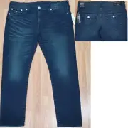 True Religion mens size 40x32 geno relaxed slim jeans big stitch last call blue