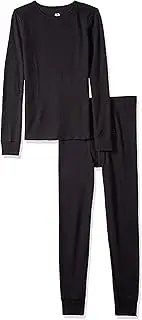 [Fruit of the Loom] Boys' Soft Waffle Thermal Underwear Set, Black, 6/7