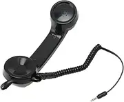 Retro Landline Corded Telephone, Cell Phone Receiver with Microphone, 3.5mm Multifunction Wired Phone for Smartphones and Computers. (Black)