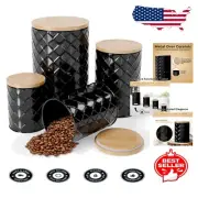 Durable 4-Piece Kitchen Canister Set - Airtight Flour, Sugar, Coffee Containers