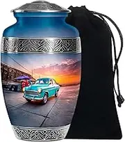 Sports Car Cremation Urn for Human Ashes Adult Mom & Dad - Large Urns for Ashes Husband & Wife - Blue Burial Urns for Funeral - Decorative Classic Urn for Adult Men & Women - 10 Inch
