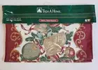 NOS VTG ORNAMENTS BELLS XMAS TABLE RUNNER Burgundy Ice Blue Gold 14 x 70" KMART