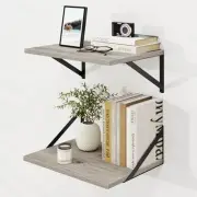 Deep Floating Shelves for Wall, Brown Wood Wall Mounted Shelves, Large