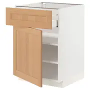 METOD / MAXIMERA base cabinet with drawer/door, white/Vedhamn oak, 60x60x80 cm