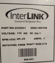A.O. Smith Motor 115V 1A 1050RPM .04HP & CSC 325P305H37A14NAX Capacitor