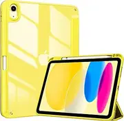 ProCase for iPad (A16) 11th Generation 11 Inch 2025/10th Generation 10.9 Inch 2022 Case with Pencil Holder, Hybrid iPad 11 10 Case with Clear Back, Supports Auto Wake/Sleep -Yellow