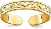 [JewelryWeb] 14k Gold Adjustable toe ring With Small X and Love Heart-toe ring for Women