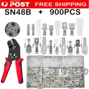 900Pcs Spade Terminal Wire Crimp Connectors Set Kit SN-48B Crimping Tool Piler