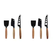 6pc Pizzazz Non-Stick Stainless Steel Cheese Knives w/Acacia Wood Handle Set