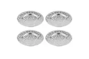 4PK Spencer Hammered 13cm Coaster Set Metallic Stainless Steel Drink Pad Silver