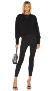 NWT Alexander Wang Logo Embroidered Pin-Stripe Black & White Leggings size XS