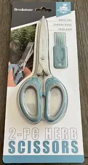 Brookstone Herb Scissors with 5 Blades & Cleaner- Multipurpose Kitchen Chopping