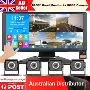 10.36'' IPS Quad Touch Screen DVR Monitor 4CH 1080P RearView Camera System Truck