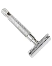Parker Safety Razor 64S Stainless Steel Handle, Closed Comb + 5 Shark DE Blades