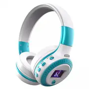 B19 HiFi Wireless bluetooth Headphone LED Display Noise Cancelling TF Card Stereo Earphone Headset WHITEBLUE COLOR