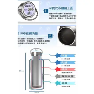 (玫瑰Rose984019賣場) 台灣製PERFECT極緻316不鏽鋼真空保溫瓶(水壺)1500cc/2000cc附提袋