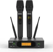 Professional dual Microphones UHF Cordless Dynamic Handheld System NEW