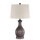 Craftmade 1 Light Resin Base Table Lamp, Carved Painted Brown/Linen - 86268