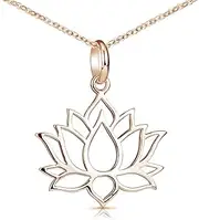 [MATERIA by Matthias Wagner] MATERIA Rose Gold Necklace with Pendant Lotus Flower - 925 Silver Rose Gold-Plated for Women Teenagers with Jewellery Case