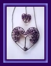 AMETHYST SUNCATCHER, Tree of Life Crystal Suncatcher, DOUBLE HEART Suncatcher